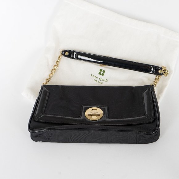 New Kate Spade black nylon/leather/chain purse - Picture 1 of 8
